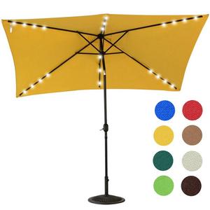 Sundale Outdoor Rectangular Solar Powered 22 LED Lighted Patio Umbrella Table Market Umbrella with Crank and Push Button Tilt for Garden, Deck, Backyard, Pool, 6 Alu. Ribs, 10 by 6.5-Feet (Yellow)