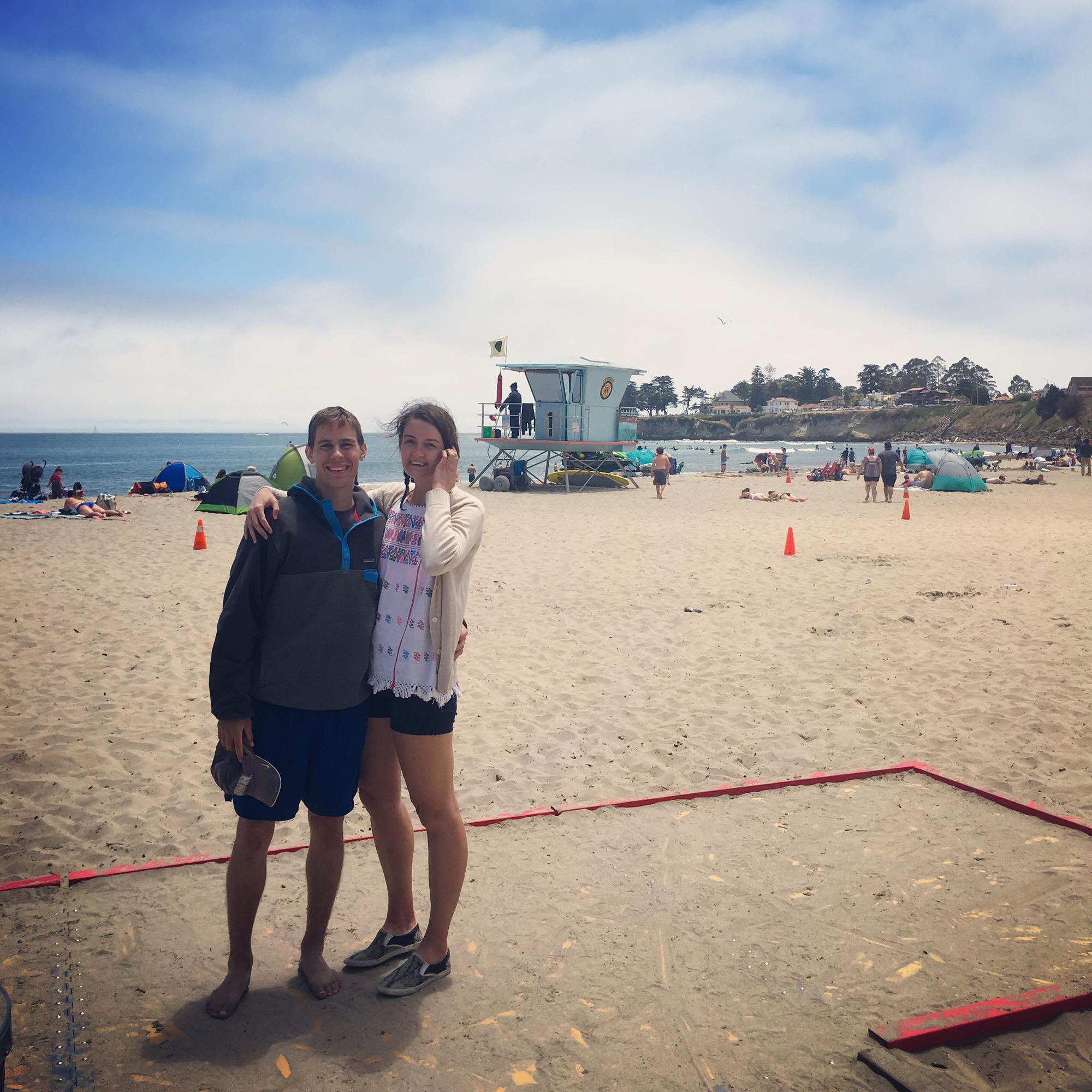 Our first time surfing together, in Santa Cruz (2017)