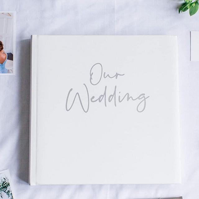 Your Perfect Day Wedding Photo Album White & Silver – Wedding Scrapbook Album – Pictures & Photos Stored Safely Marriage Albums – 12 inch Square - 2 x Pockets, Keepsake, Wedding Gift