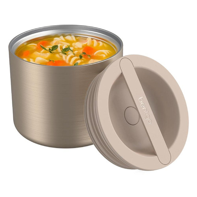 Bentgo Stainless Insulated Food Container - 2.4 Cups (19 oz), Triple-Layer Insulation, Vacuum Seal, Leak-Proof, Built-In Handle, Wide Opening, Premium Stainless Steel, for Cool/Warm Foods (Gold)