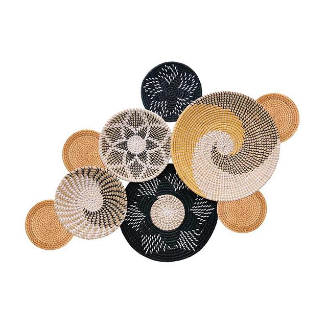 ChicnChill Wall Basket Decor - Set of 9 Boho Wall Baskets, Woven Wall Decor for Living Room - Handmade Decorative Accessories, Housewarming Boho Art
