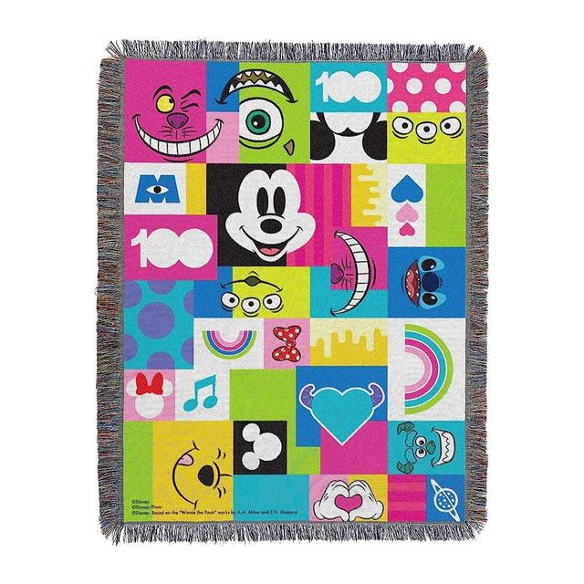 Northwest Disney 100 Woven Tapestry Throw Blanket, 48" x 60", Smiling Faces
