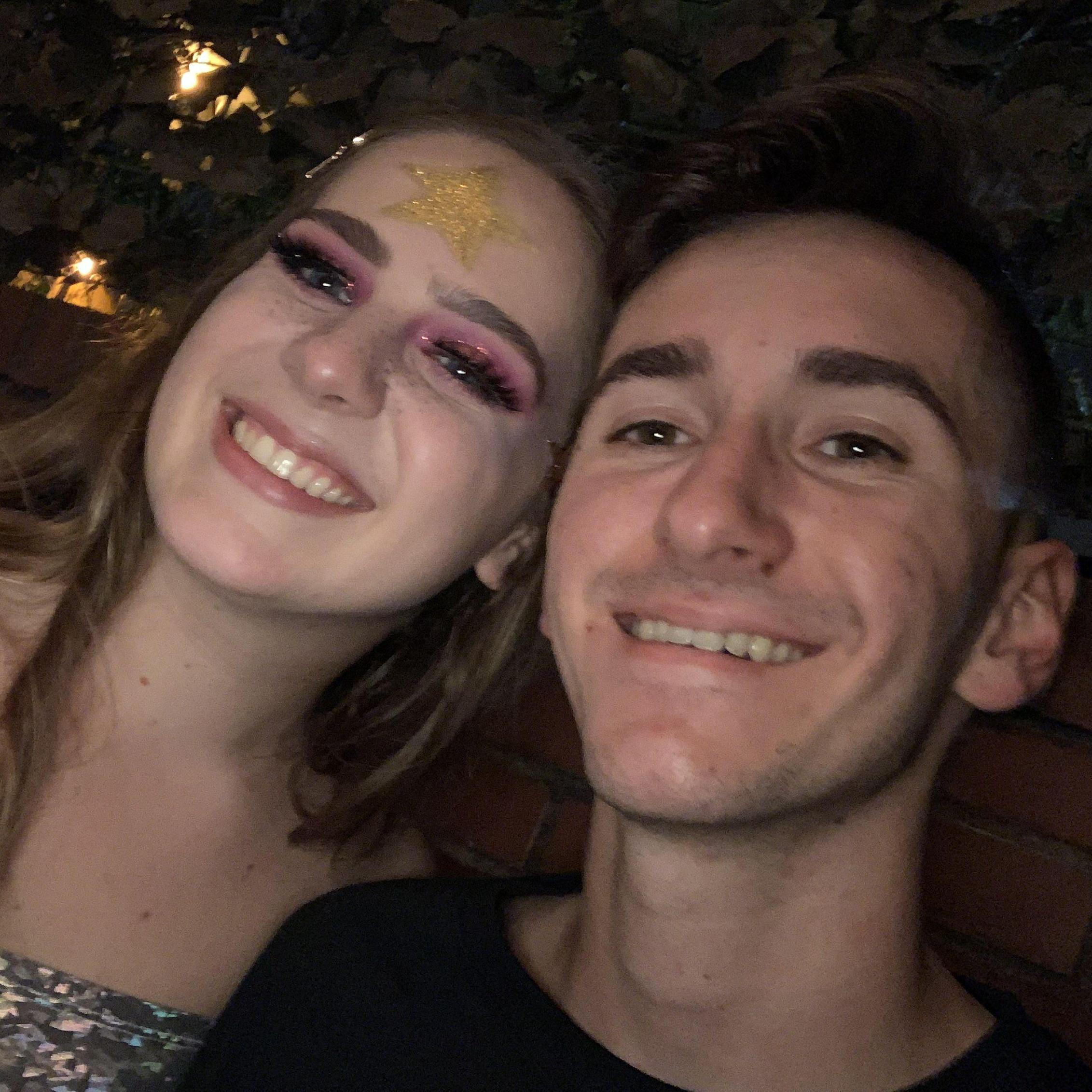 The lovebirds one Halloween, dressed as Adventure Time's Lumpy Space Princess and the Litch, which just so happen to also be their pet names for each other.