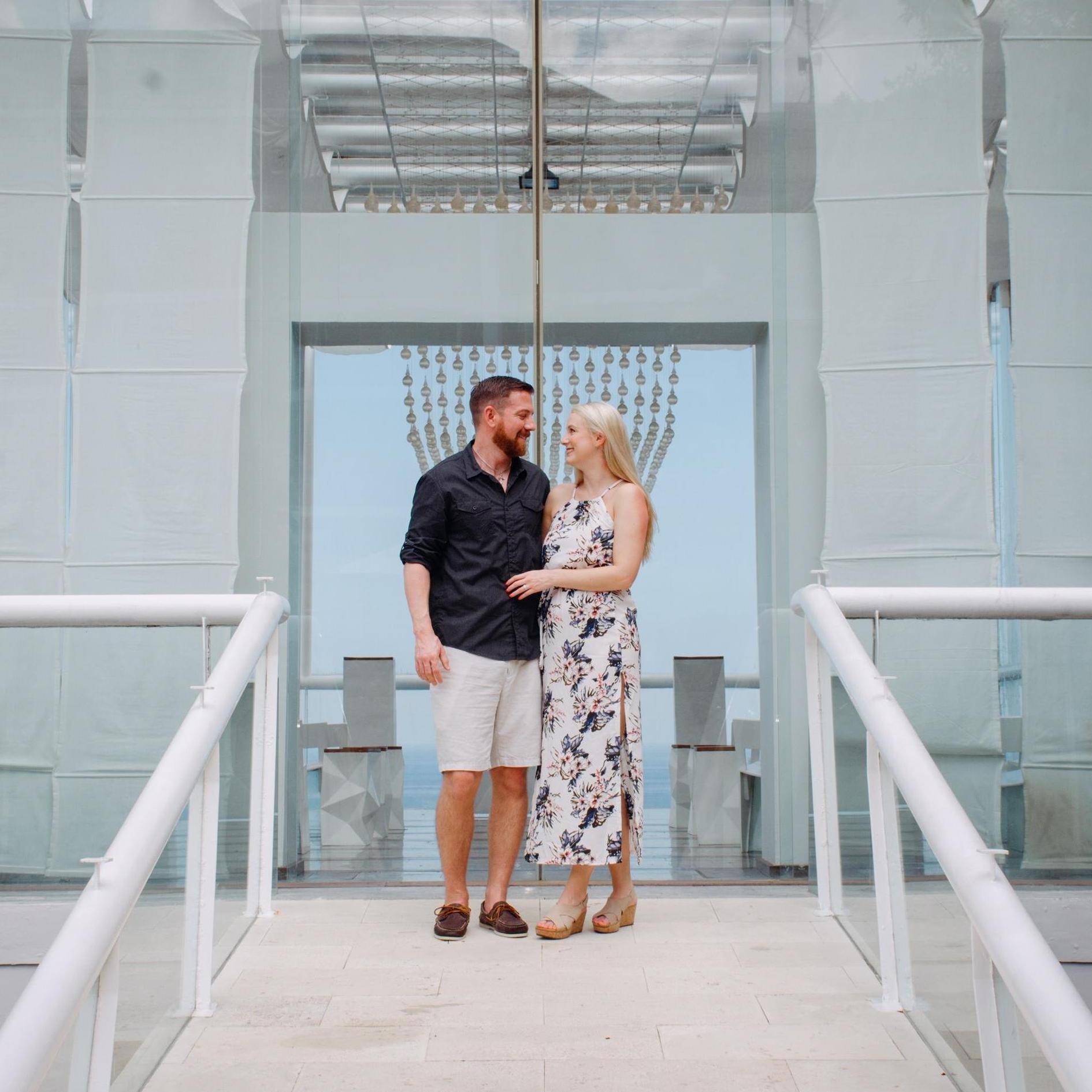 Shortly after getting engaged, at the Bali resort