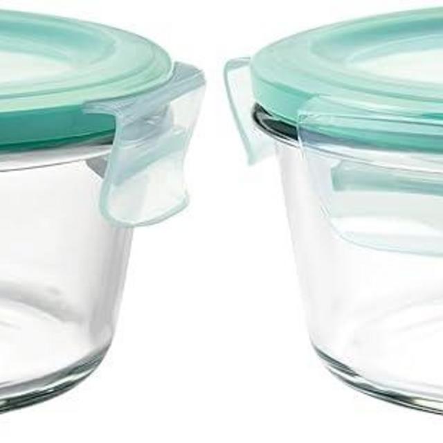 OXO Glass Food Storage Container, 4 Cup, Round | Smart Seal | Leakproof | Airtight | Pack of 2