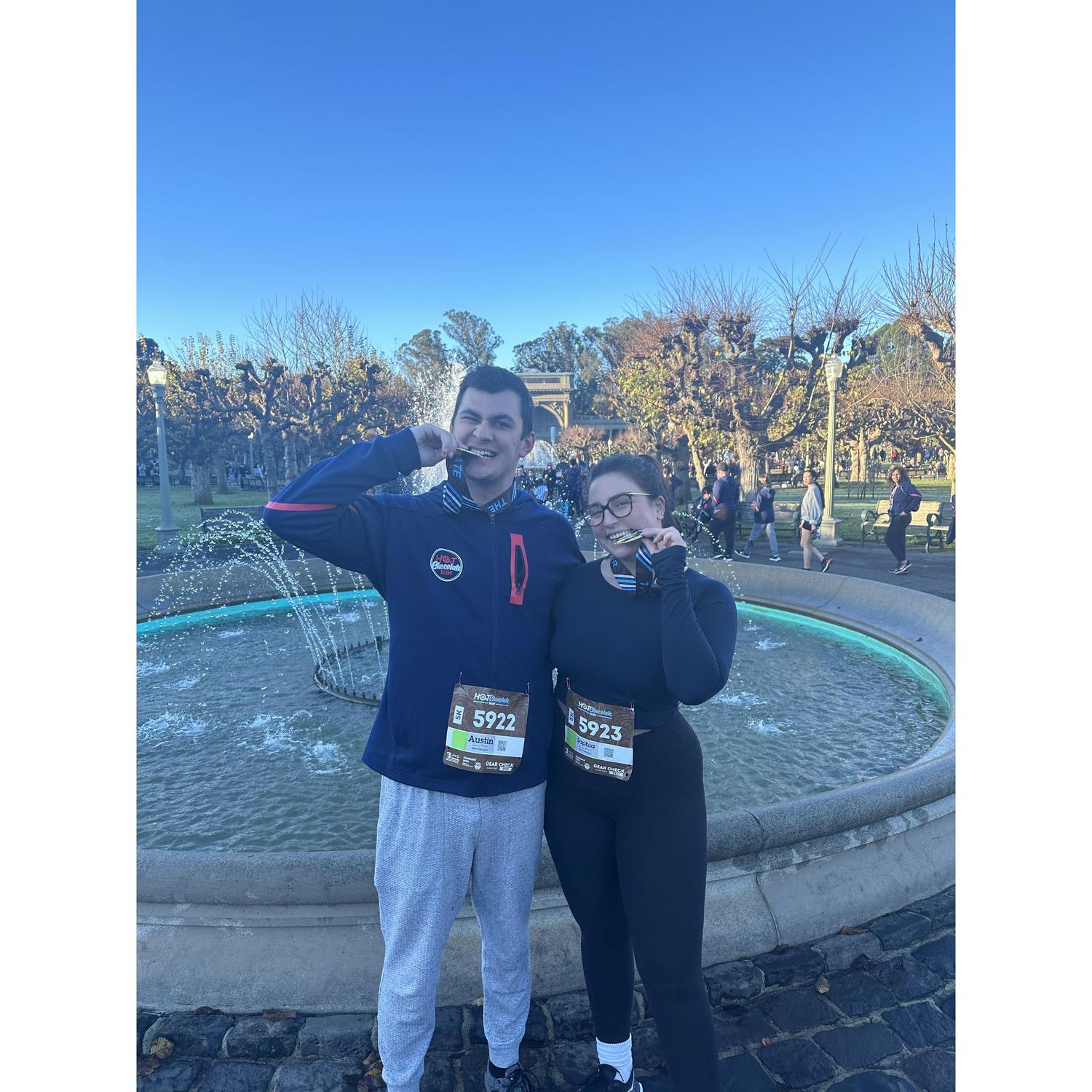 after running a 5k... one with free hot chocolate after of course