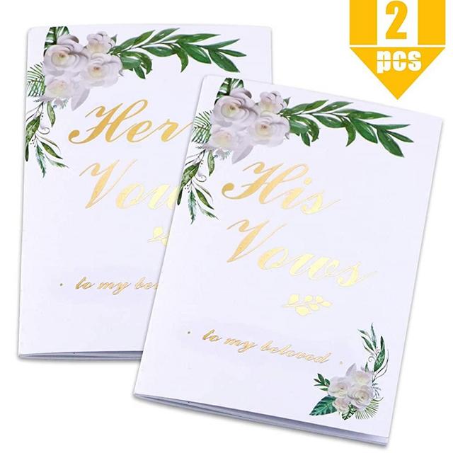 Newbested Wedding Vow Books,His and Her Vow Book,White Kraft Paper Bridal Shower Gifts Booklet Keepsake Journal Set of 2