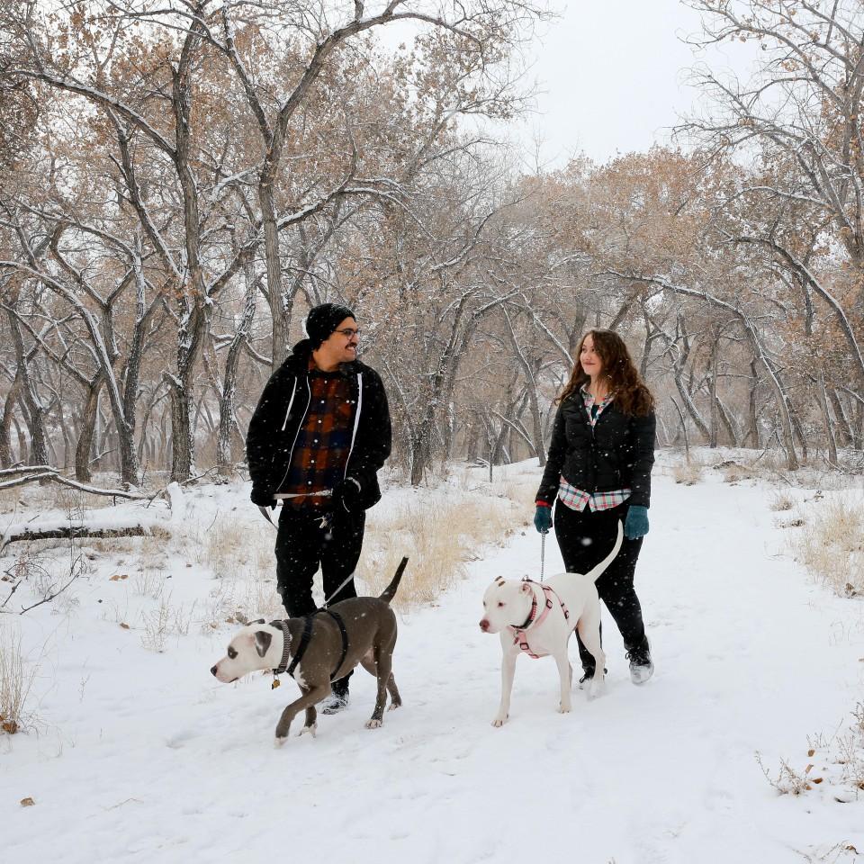 Walking with our pups at the bosque!