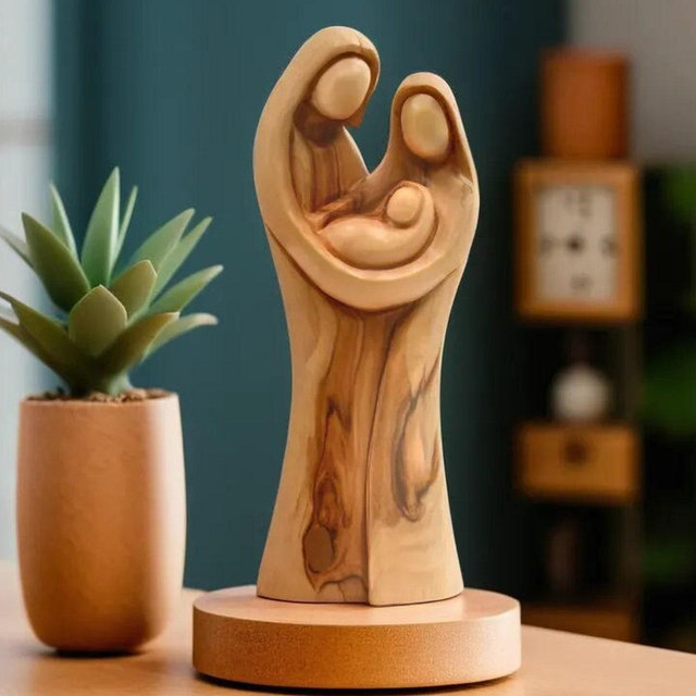 Holy Family Statue, Olive Wood Holy Family Nativity Figurine Made in the Holy Land, Unique Christmas Gift for Friends and Family
