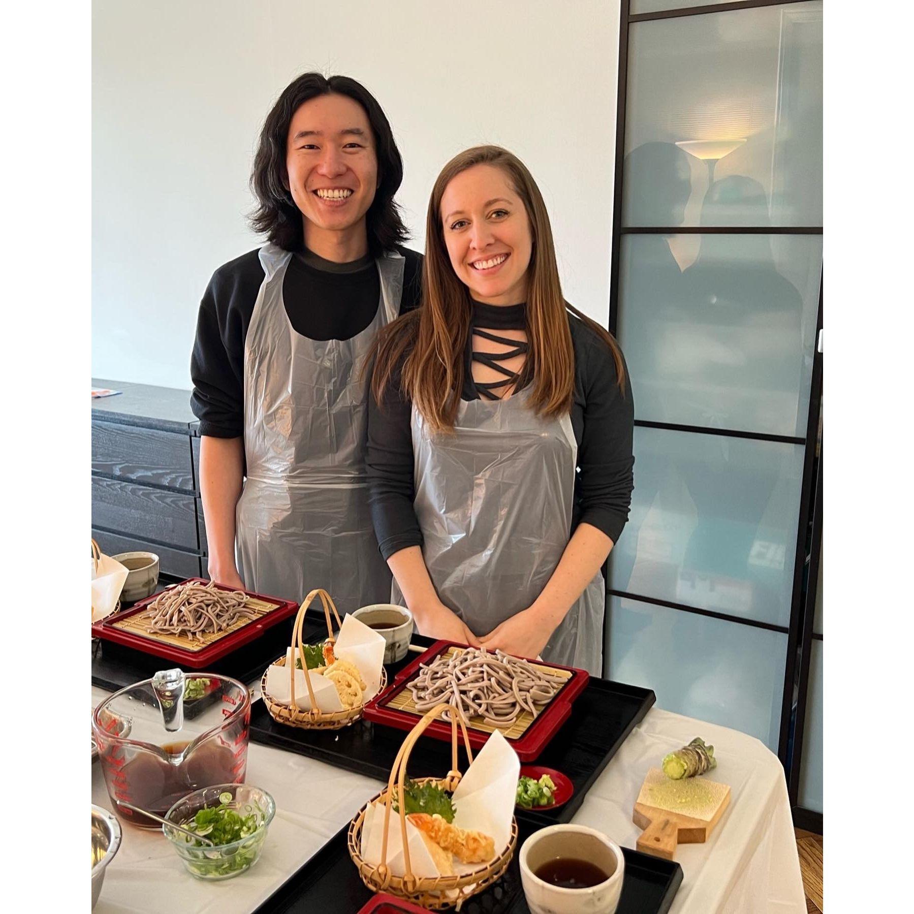 First cooking lesson together - そばです