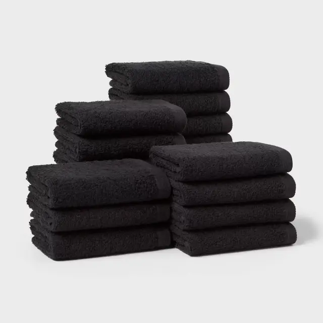 18pk Everyday Washcloths Black - Room Essentials™
