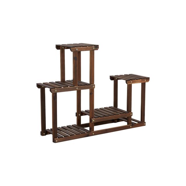 Yaheetech 4 Tier Wood Plant Stand Flower Display Stand for Indoor/Outdoor