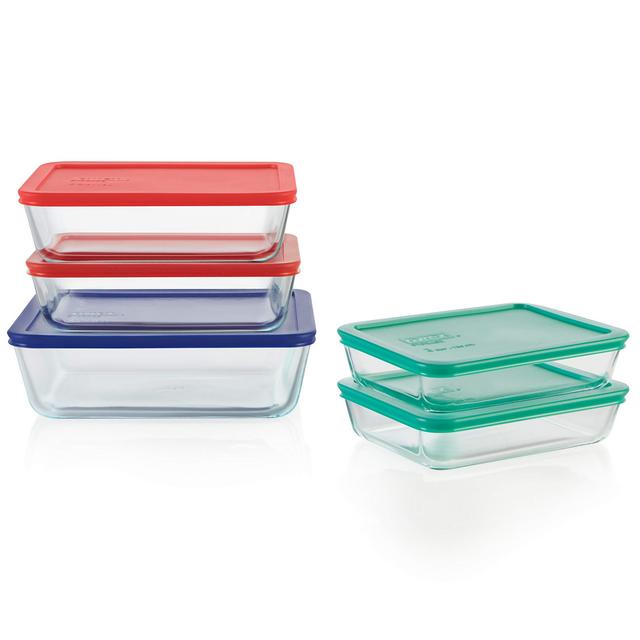 Pyrex Simply Store Meal Prep Glass Food Storage Containers (10-Piece Set, BPA Free Lids, Oven Safe)