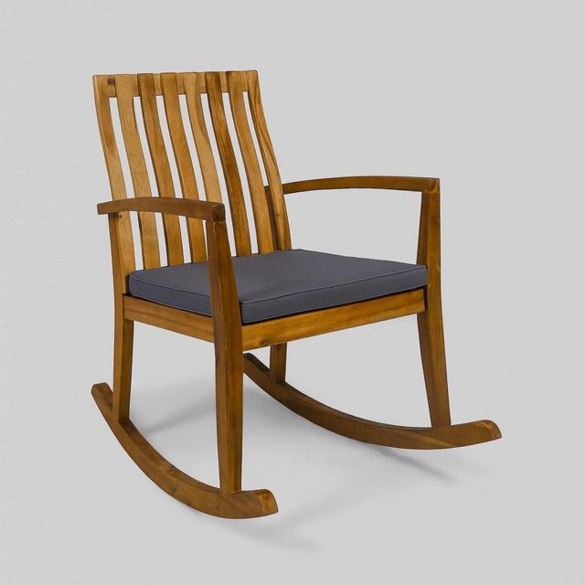Colmena Acacia Wood Rustic Rocking Patio Chair Teak/Dark Gray - Christopher Knight Home