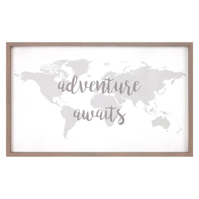 Adventure Awaits World Map 18x30 Framed Stretched Canvas Wall Décor