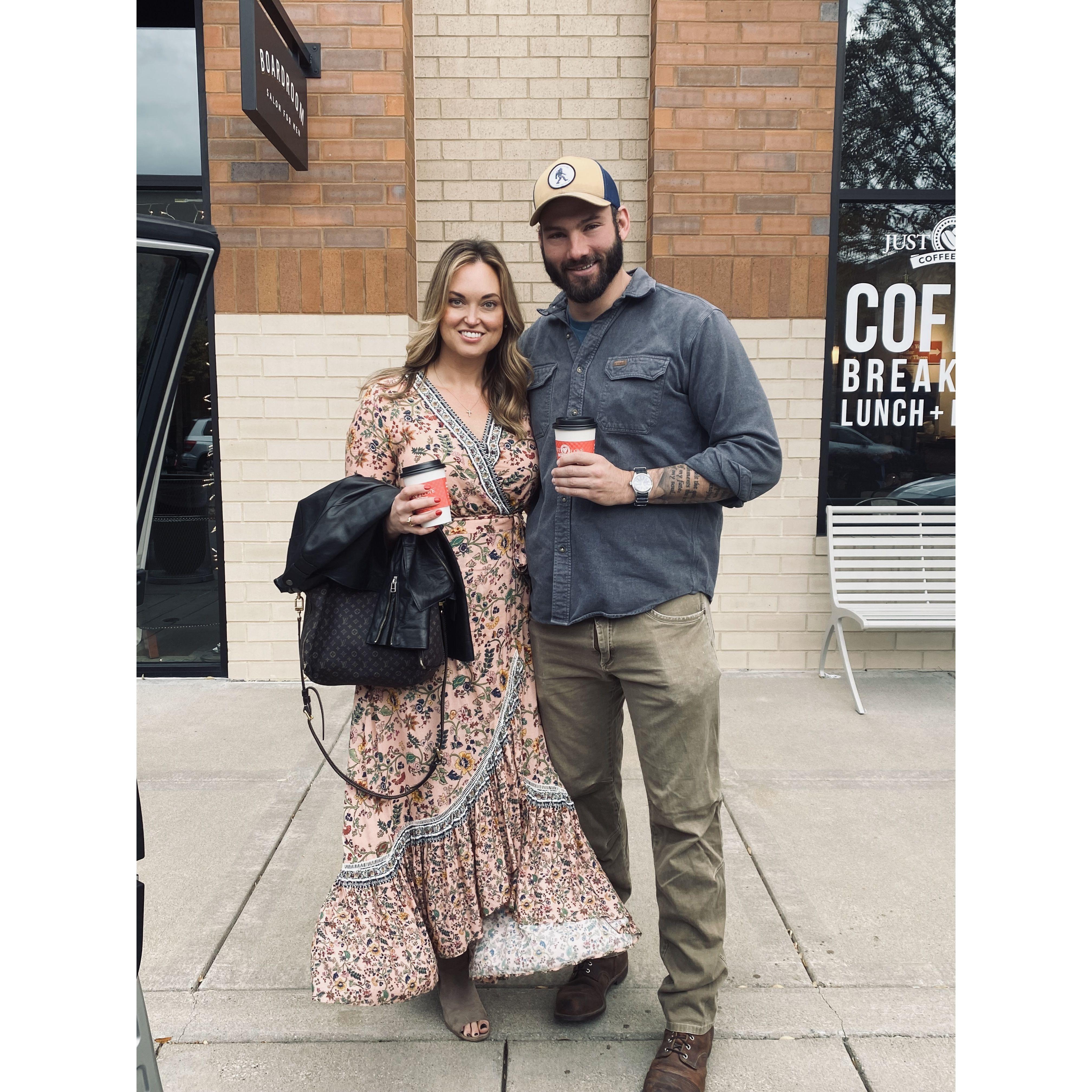 Our first photo as an official couple! Logan came to visit Holly in Nashville in 2021.