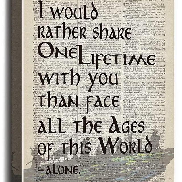 Canvas Wall Art, I Would Rather Share One Lifetime Arwen LOTR Inspirational Quote Canvas Prints Poster Wall Decor, Canvas Wall Art for Home Decor, Gift for LOTR Fans, 12x15
