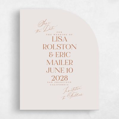 Beige Half arch Wedding Save the Date - Menton Portrait
