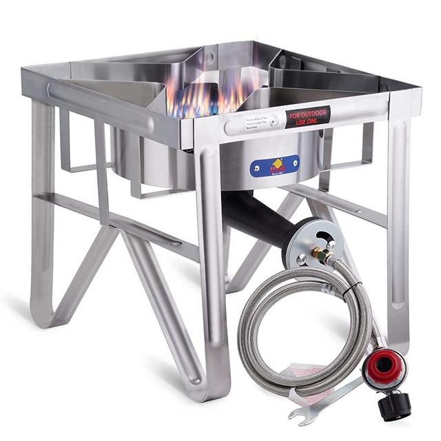 ARC USA Single Propane Burner,Outdoor Gas Cooker 200,000BTU with Steel Braided Hose & 0-20PSI Regulator,Propane Stove for Outdoor Cooking, Turkey Fry Crawfish Cooker,ARC Advanced Royal Champion