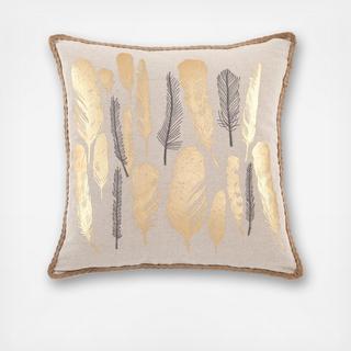 Metallic Feather Square Decorative Pillow