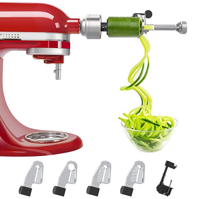 Bestand Spiralizer Attachment Compatible with KitchenAid Stand Mixer, Comes with Peel, Core and Slice, Vegetable Slicer(Not KitchAid Brand Spiralizer) (5 Blades)
