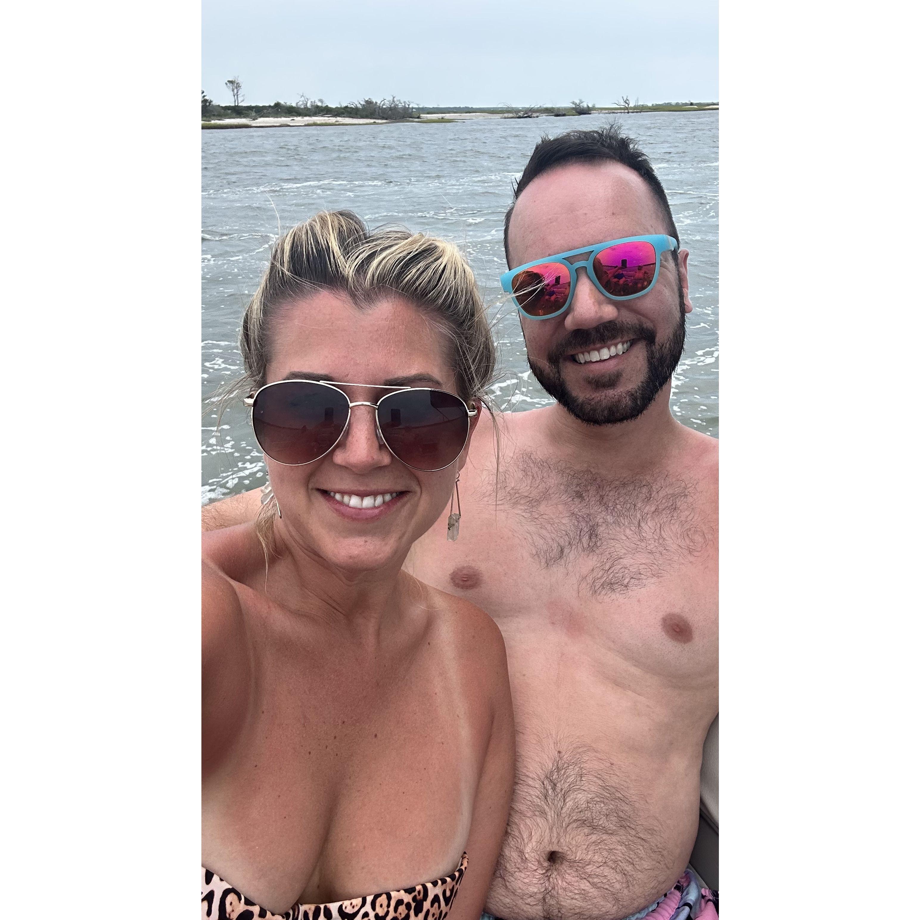 Out on the pontoon boat!