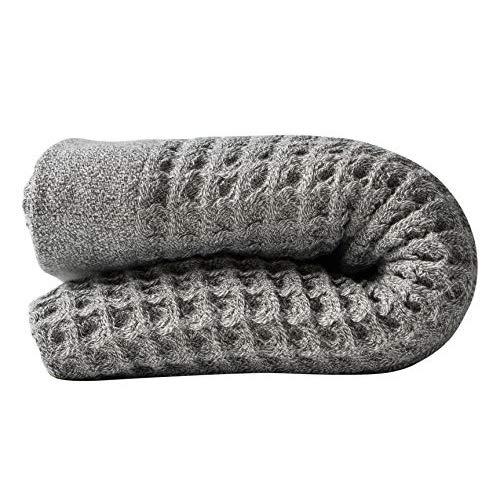 Nutrl Home Waffle Weave Bath Towel - Antimicrobial 100% Supima Cotton (Grey, 55 x 28 Inch) Premium Luxury Bath Sheet Towels - Perfect for Hotels, Travel, Bathrooms, Spa, and Gym