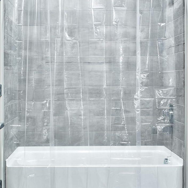 iDesign Vinyl Shower Curtain Liner with 12 Grommets and Weighted Magnets - 72" x 72" - Clear