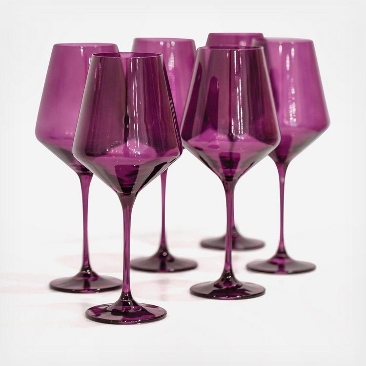 Estelle Colored Glass Sunday Set of 6 Highball Glasses in Rose