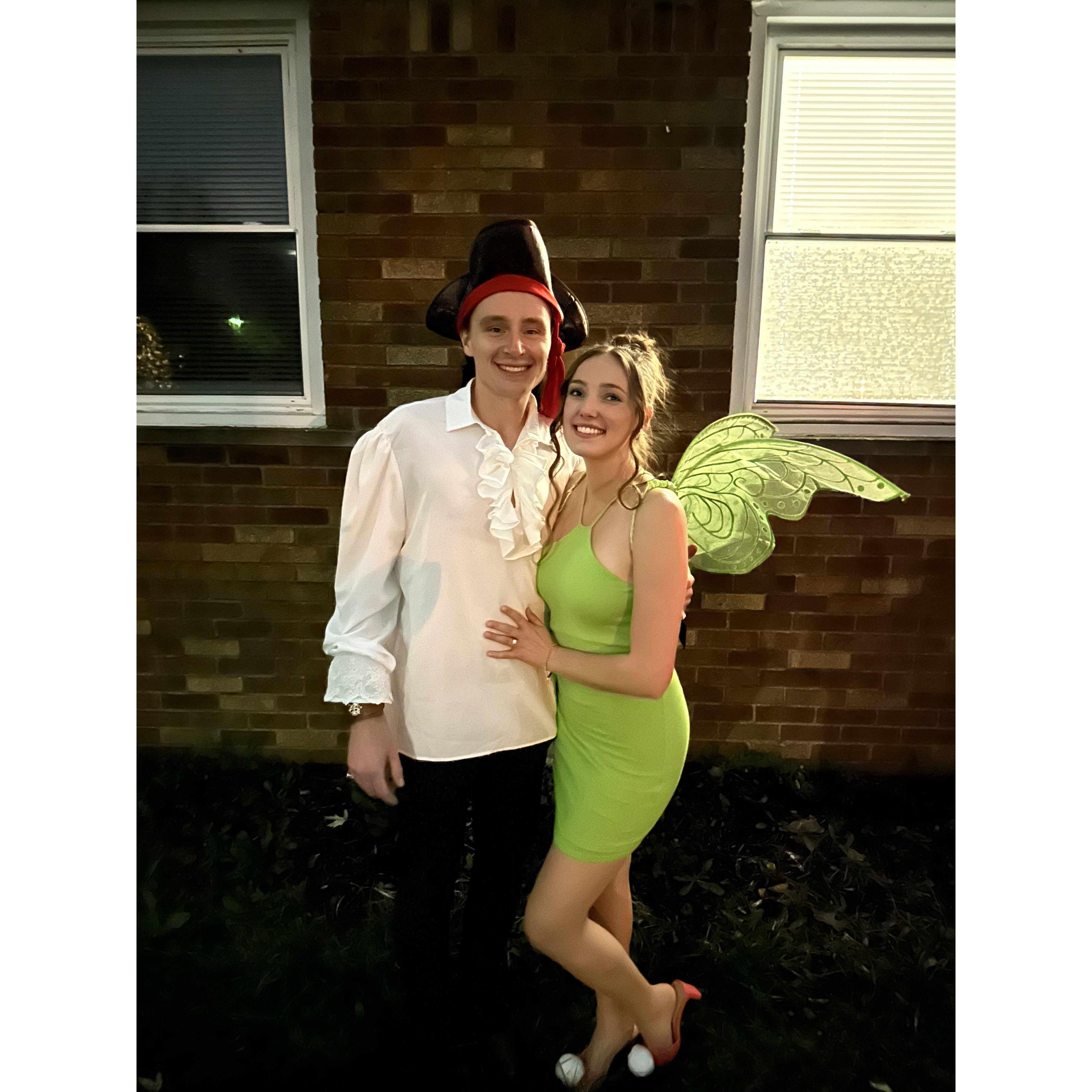 Halloween as captain Hook and Tinkerbell