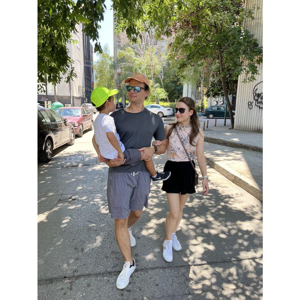 Strutting the streets of Skopje with Kristijan's little brother