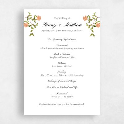 Salmon, Orange Wedding Program - Villagio