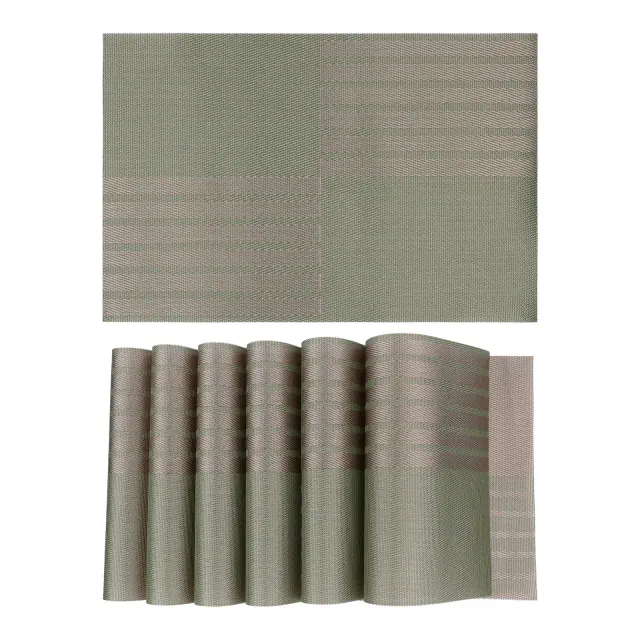 REGALWOVEN Heat-resistant Wipeable Kitchen Table Placemats 18 x 12 Inch 6 Pcs Green