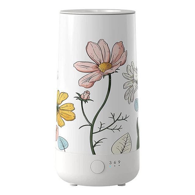 Ceramic Wax Melt Warmer, Electric Wax Melter and Scent Diffuser with Silicone Tray and Automatic Timer, 100% Safe, No Flame, Wick or Soot, Decorative Modern Design (Never-Fading Flower)