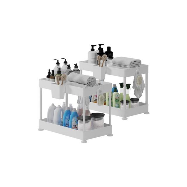 StorageBud 2-Tier Under Sink Organizer - White - 2 Pack