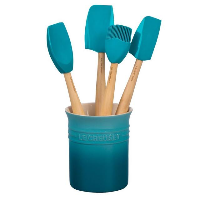 Le Creuset 5-Piece Utensil Set with Crock, Caribbean