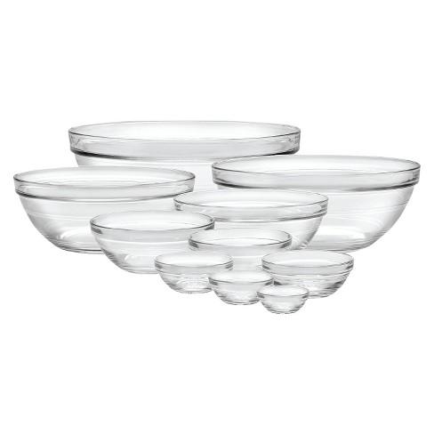 Duralex 10pc Glass Stackable Bowls - Clear
