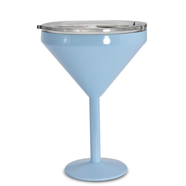 AGH Stainless Steel Martini Tumbler with Lid, 10oz Insulated Margarita Tumbler, Double Wall Vacuum Cocktail Tumbler Wine Glasses for Party, Vacation, Picnic, Pool, Beach & Patio (Light Blue)