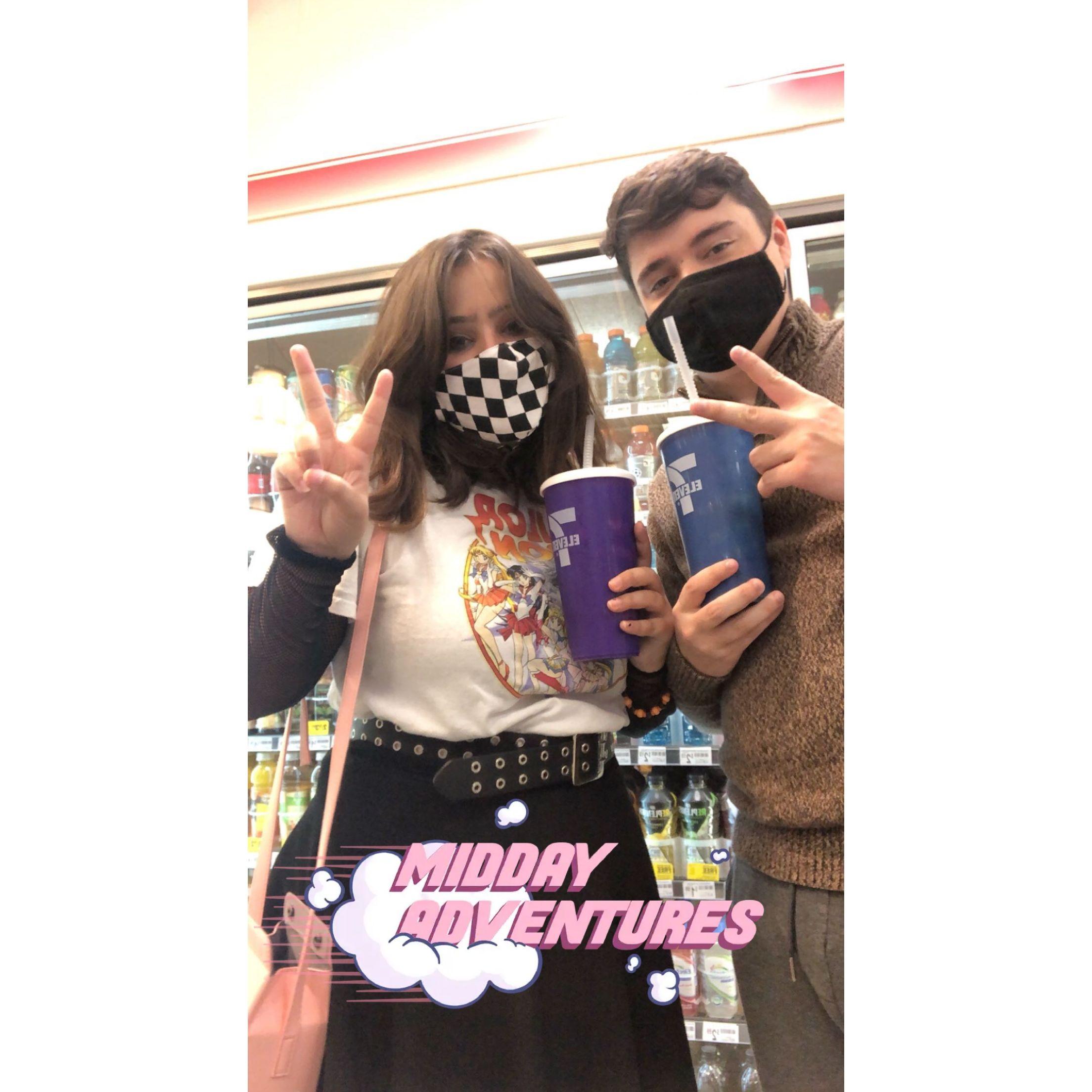 A cute photo we took at our favorite 7/11 in Newport News, Virginia, where Chase was stationed at the time.