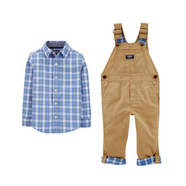Convertible Overalls & Plaid Shirt