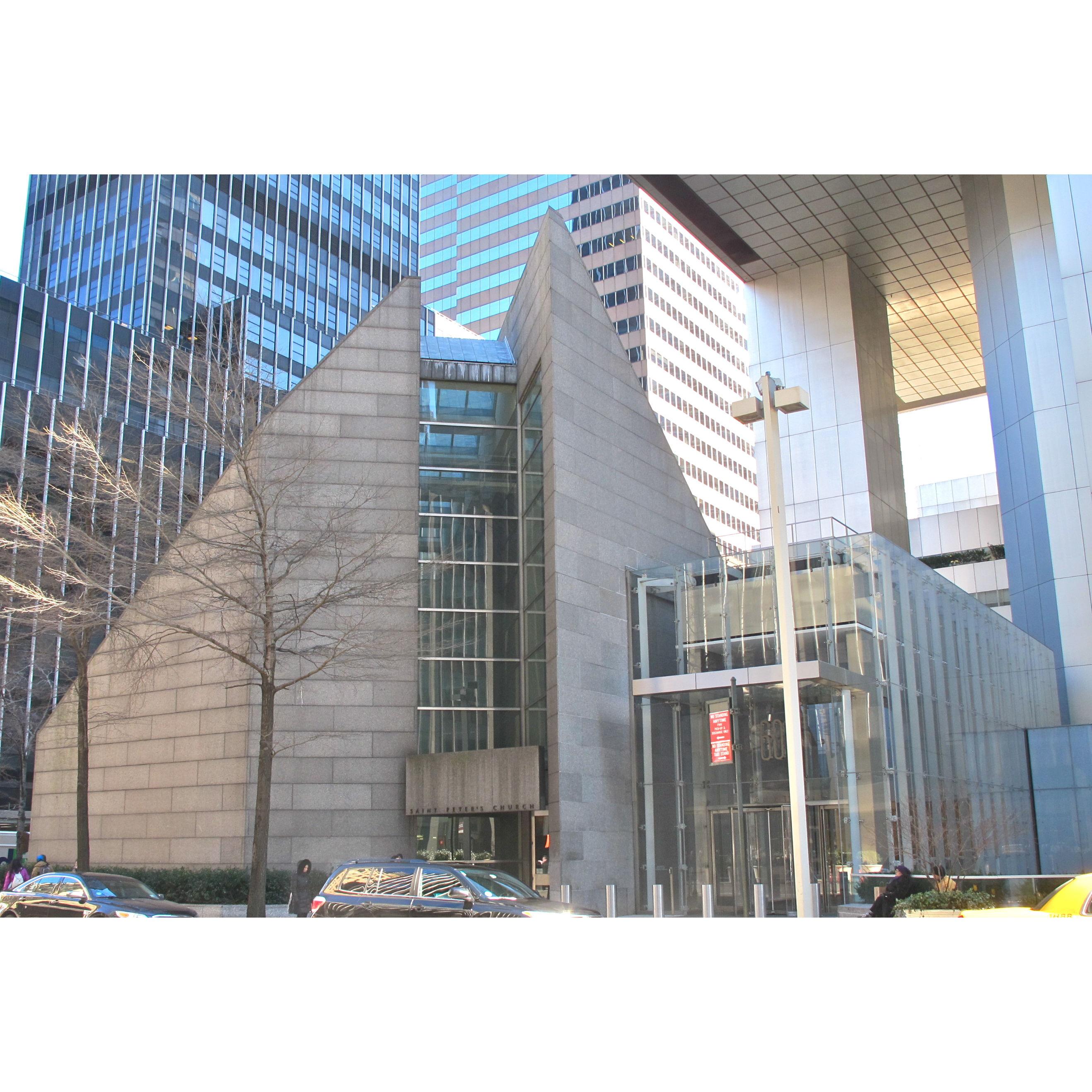 Nestled under the Citigroup Tower in midtown Manhattan, Saint Peter's church features a bold design with interiors by Massimo Vignelli, and a chapel by artist Louise Nevelson.