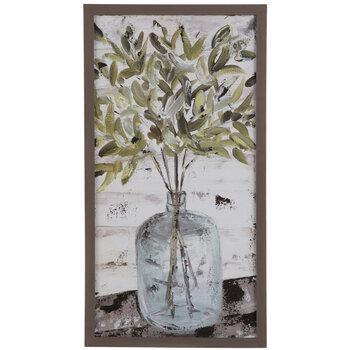 Plant In Jar Painted Wood Wall Decor