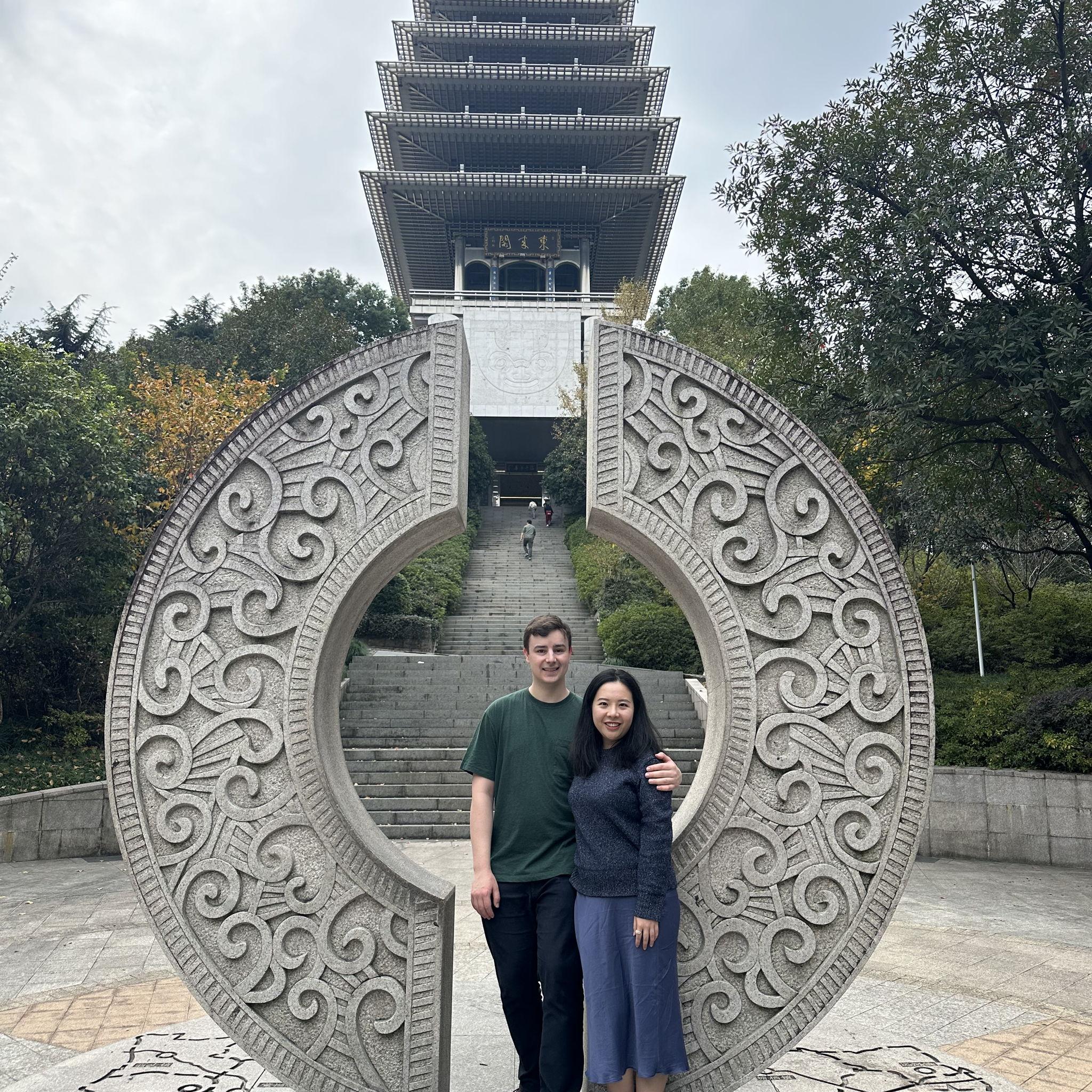 November 2024, Linping Park, Hangzhou, China (临平公园 · 中国杭州) - Just below the modern, stainless steel pagoda on Linping Hill, with amazing views and historical art pieces.
