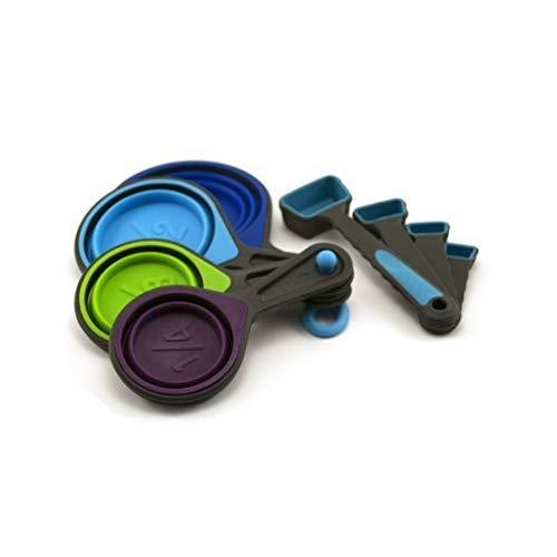 Collapsible Measuring Cups and Measuring Spoons - Portable Food Grade Silicone for Liquid & Dry Measuring