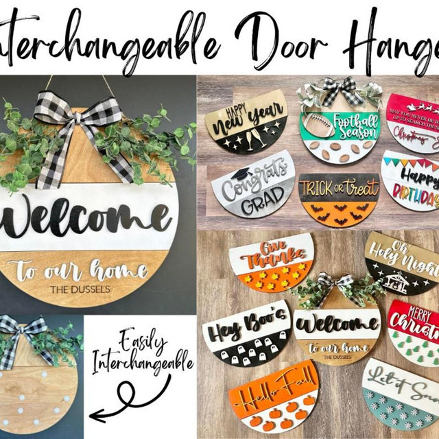 Seasonal Interchangeable Door Hanger - Fully Interchangeable Door Hanger - Farmhouse Door Decor - Seasonal Door Decor - 3D Door Hangers