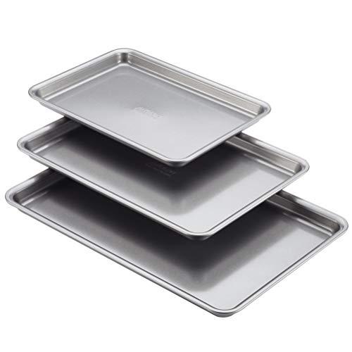 Anolon 46863 Gourmet Nonstick Bakeware Set with Nonstick Cookie Sheets / Baking Sheets - 3 Piece, Graphite Gray