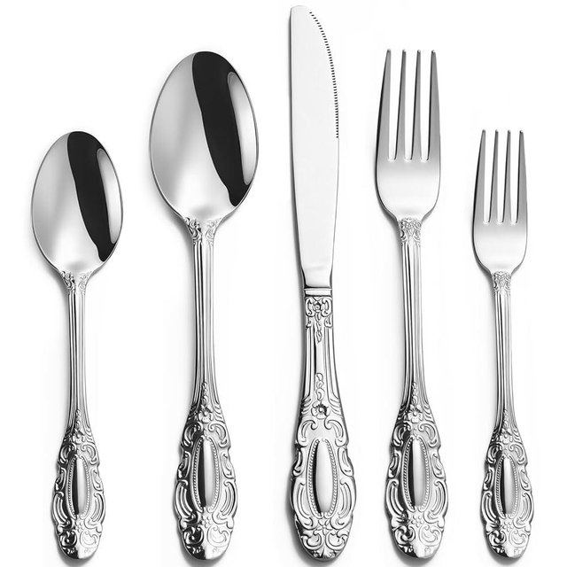 VIRIBY 20-Piece Silverware Set for 4, Retro Mirror Polished Flatware Cutlery Set - Dishwasher Safe. Stainless Steel Utensils for Everyday & Holiday Dining
