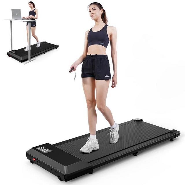 DeerRun Walking Pad, 2024 Upgrade Smart Under Desk Treadmill, 2.2HP Small Quiet Portable Treadmill, Walking Treadmill Under Desk, APP & Remote Control, Knee-Protective, No-Assembly