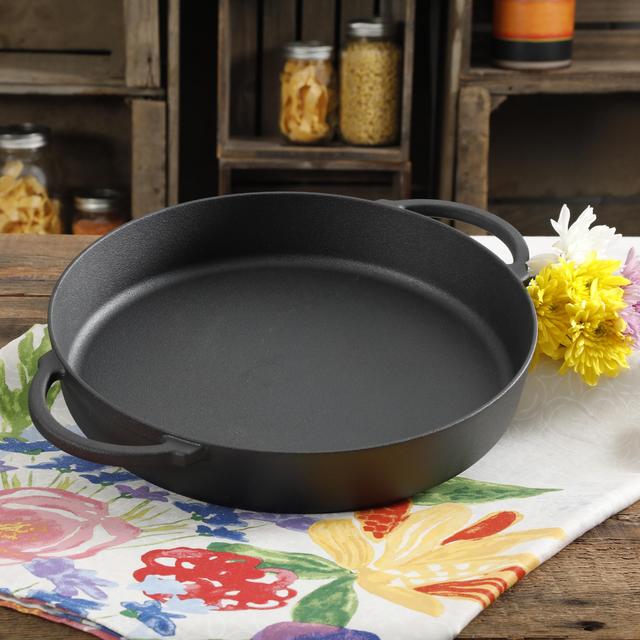 The Pioneer Woman Timeless Pre-Seasoned Plus 13.5" Cast Iron Family Pan