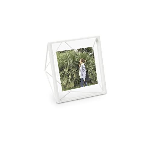 Umbra, White Prisma 4x4 Picture Frame for Desktop or Wall, Holds One 4”x4” Photo, 4 by 4-Inch